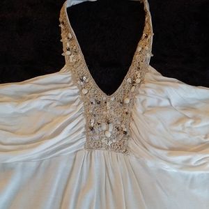 Cream beaded halter top